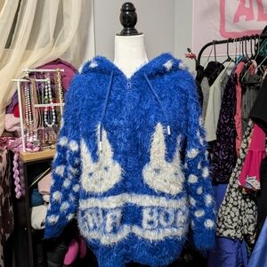 Fluffy Fuzzy LaLa BoBo Zip Up With Long Elf Hood